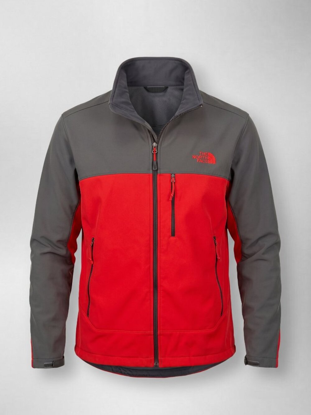 The North Face Apex Bionic Jacket Mens M Red Gray Softshell Windproof C757